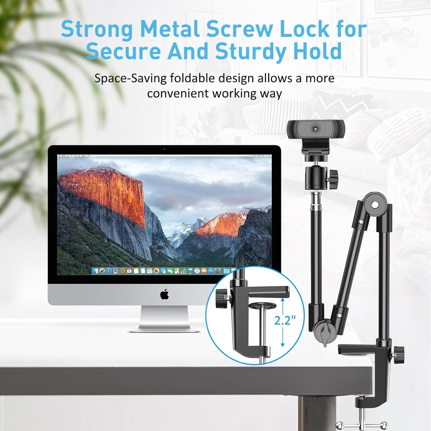 KDD 22 Inch C922 C930e C920S C920 C960 4K, 8 7 6 5 Webcam Stand Camera Mount with Phone Holder, Foldable Flexible