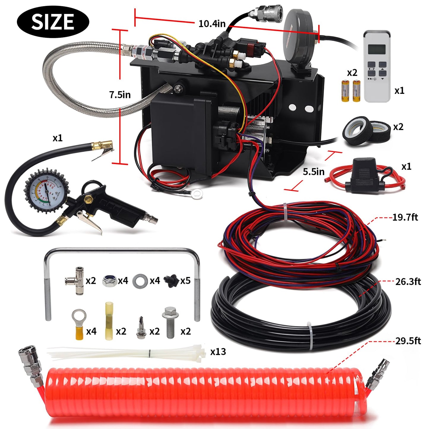 130 PSI Wireless Air Shock Controller Kit 25980EZ, Bluetooth App & Remote Control, Easy Install, Compatible with Cars, SUVs, Trucks, HASK-01APP