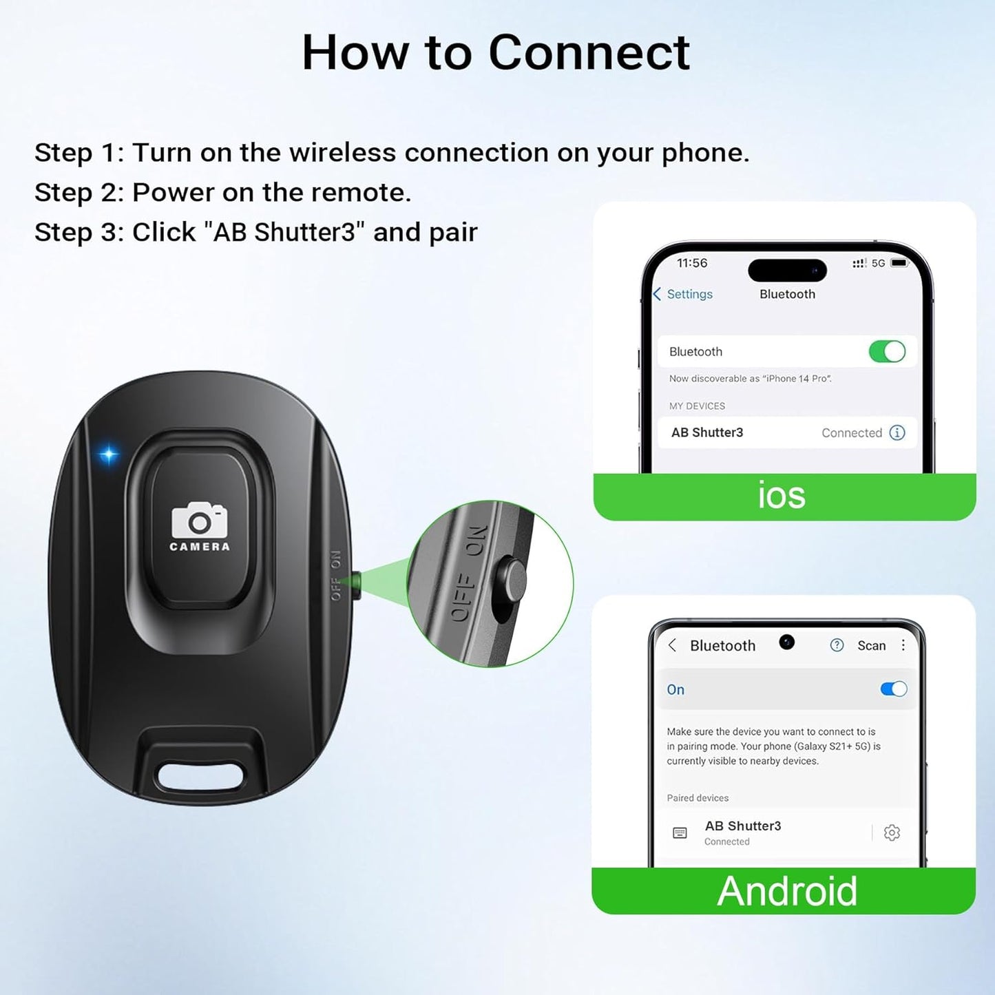 Voinap 2 Pack Wireless Remote Shutter for iPhone Camera,Bluetooth Camera Phone Remote Control for Photos