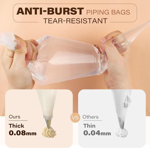 LotFancy Piping Bags - 18 Inch Extra Thick Disposable Pastry Bags with 5 Clips | Pack of 100 for Cake Decorating