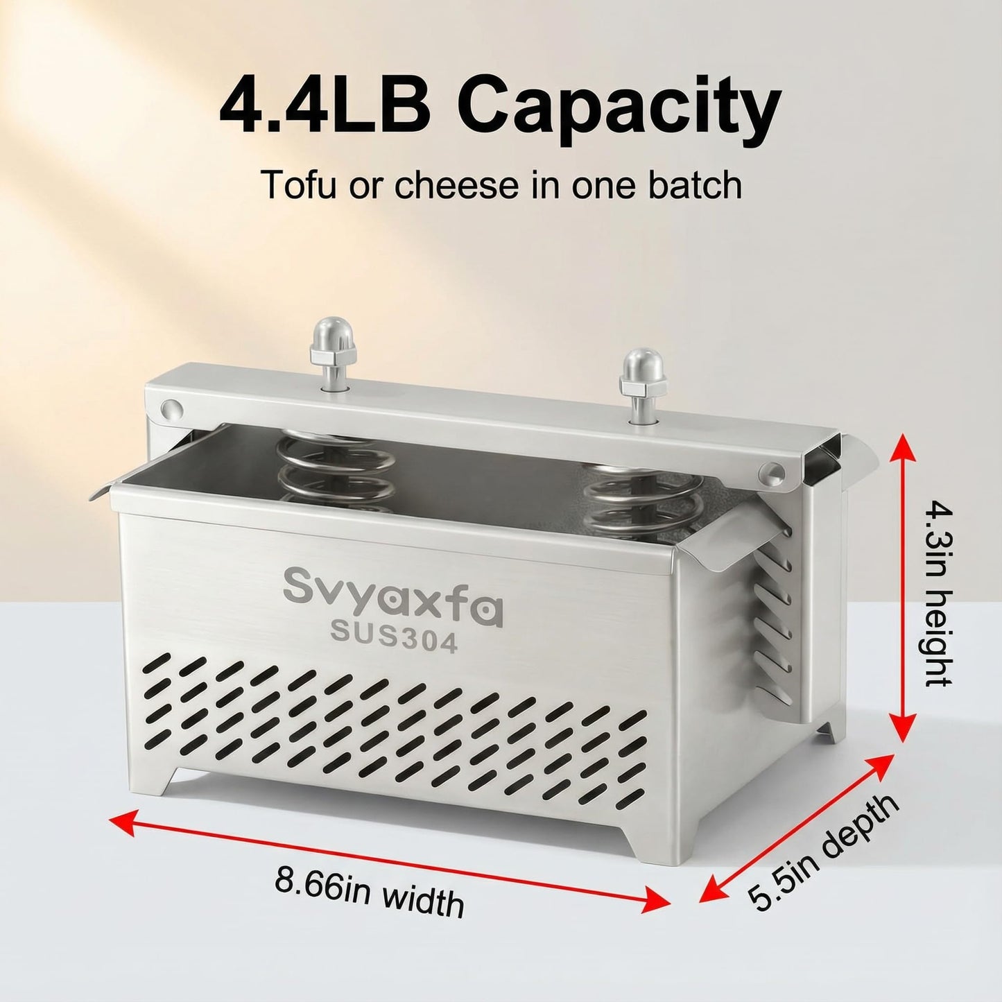 Tofu Press Stainless Steel Tofu press Paneer Maker Cheese Press - Quick Water Removal in 10-30 Mins - Perfect for Silken, Firm or Extra Firm Tofu - BPA Free Dishwasher Safe Food Strainer XL