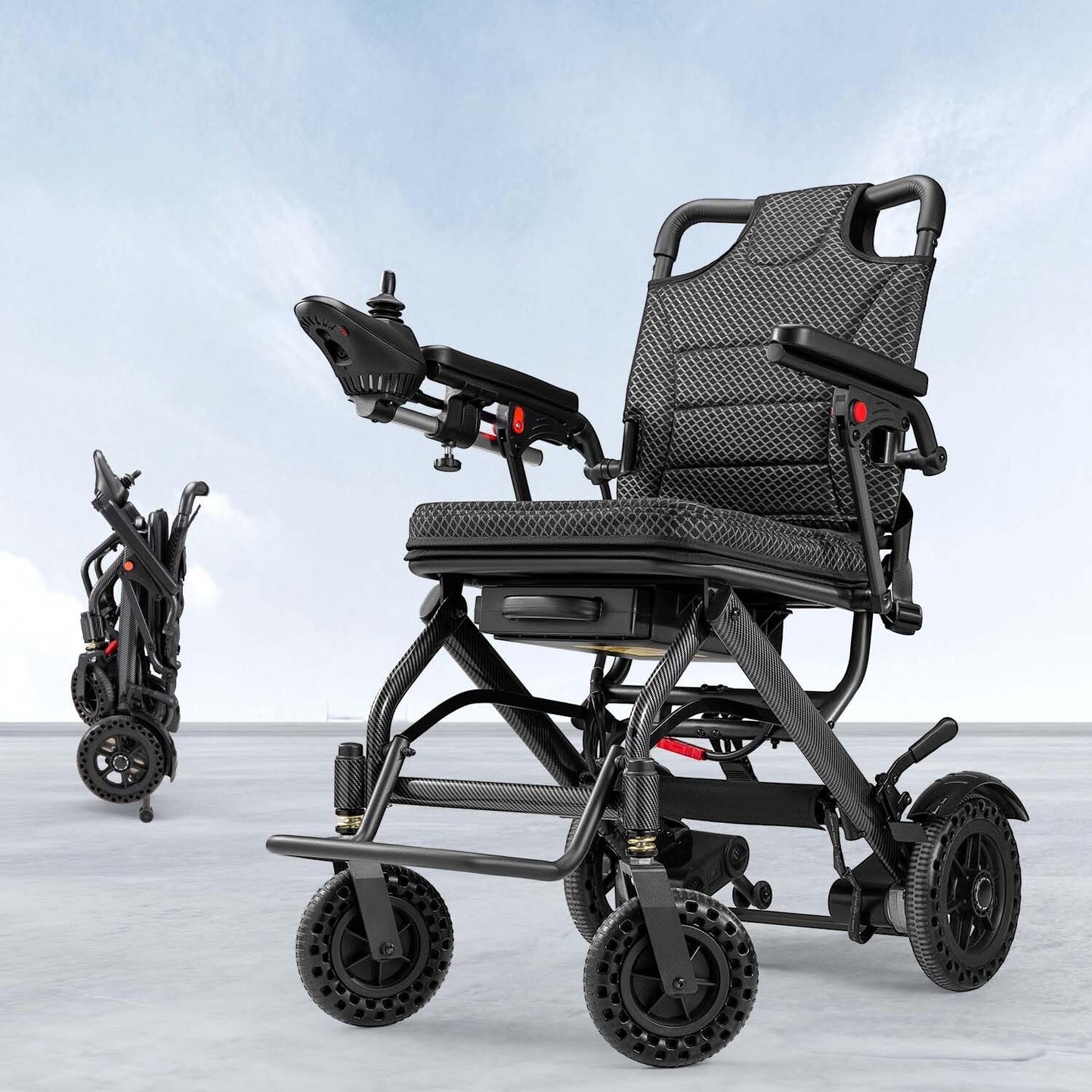Upgrade VERPAL 36lbs Lightweight Electric Wheelchair for Adults, Foldable Electric Wheelchair for Travel, Air Transport, 360W Power Wheelchair for All Terrain, Motorized Mobility Scooters