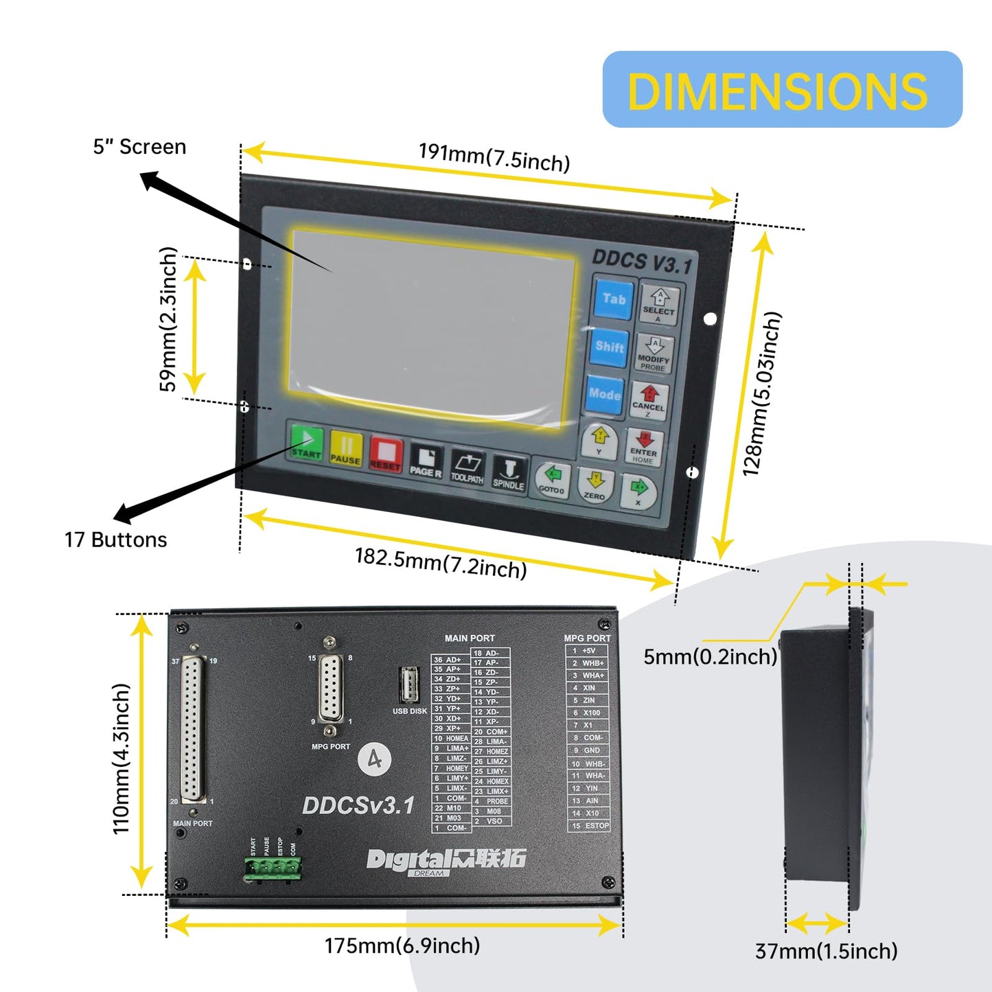 CNCTOPBAOS 4 Axis CNC Motion Controller System,DDCSV3.1 Offline Stand Alone PLC,Servo Stepper Motor Driver Controller for CNC Router Lathe Milling Engraving Machine