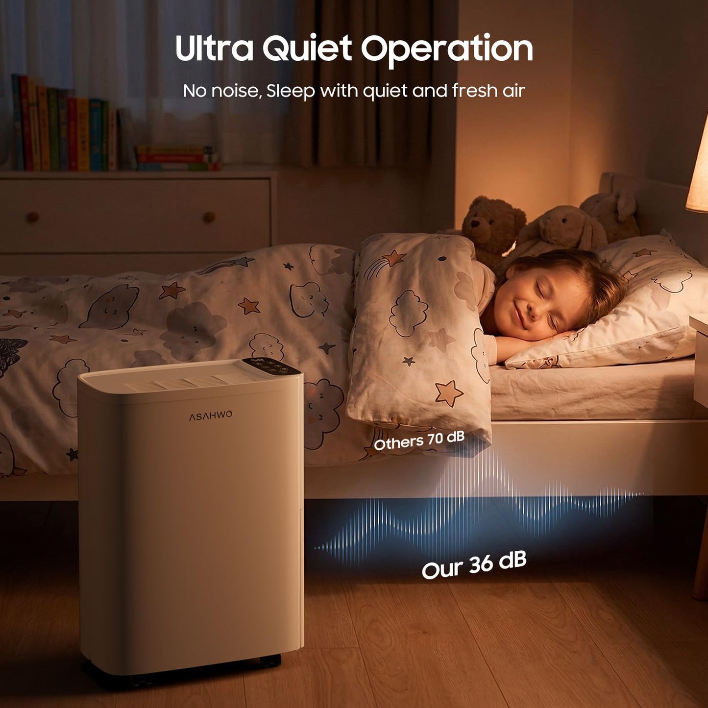 ASAHWo 2500 Sq.Ft Dehumidifier for Basement with Drain Hose Max 34 Pints, Dehumidifiers for Home, Bathroom, Bedroom, 4 Pre-Set Modes, Intelligent Humidity Control, Dry Clothes Quiet Operation
