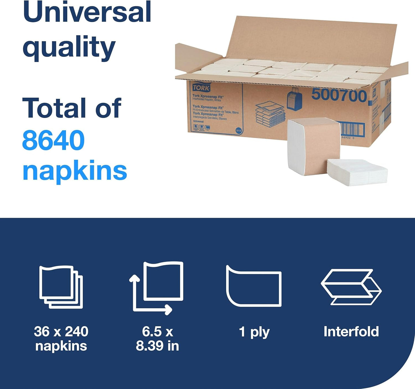Tork Xpressnap Dispenser Napkins - C-Fold, 1 Ply, 240 Count | 4.25" x 3.25" - Ideal for Quick Service