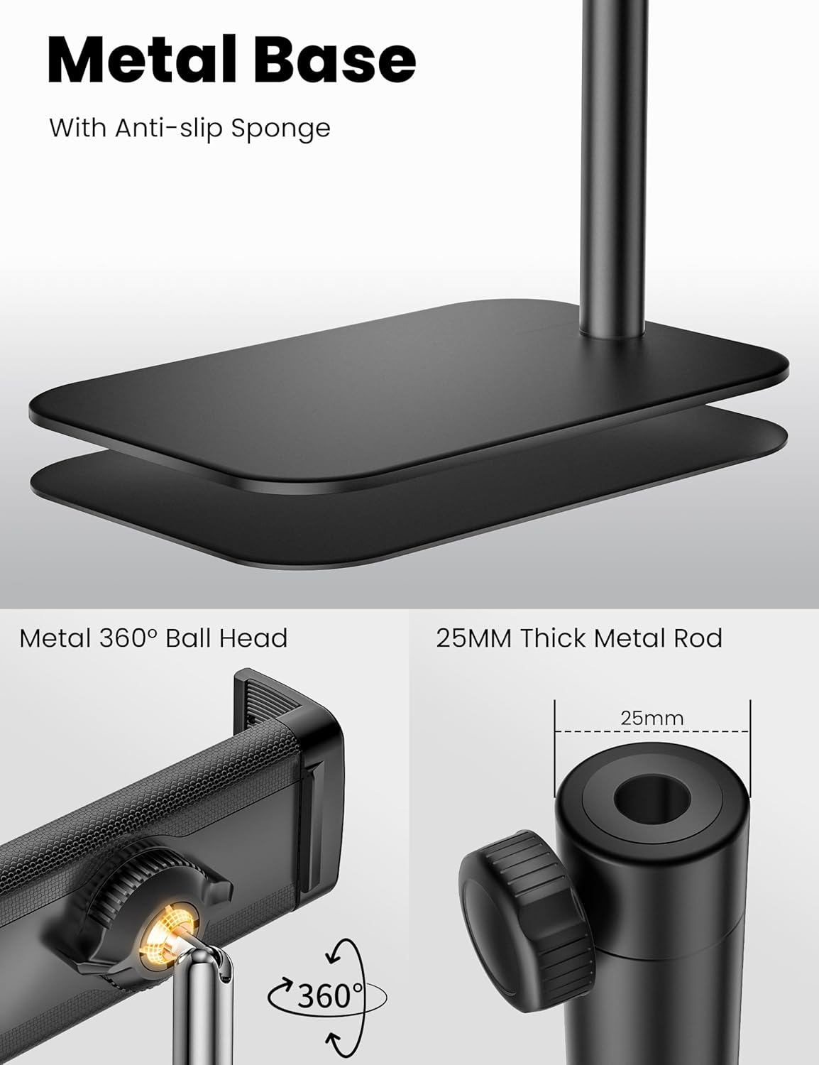 SteelStorm 360-Degree 4.7~12.9 Tablet Floor Stand, Rotatable Metal Tablet Holder Stand, Adjustable Height and Angle
