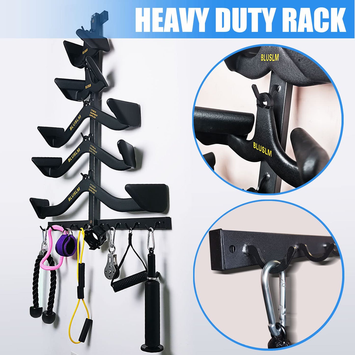 Gym Fitness LAT Pull Down Bar Storage Rack for Mag Grip - Heavy Duty A-Frame Stand for Pulldown Attachments (T-ZHIJIA)