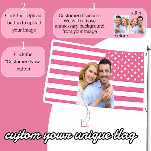 Custom American Flag - 3x5ft Personalized Pink Flag with Photo & Text | Perfect for Bedroom & Dorm Decor