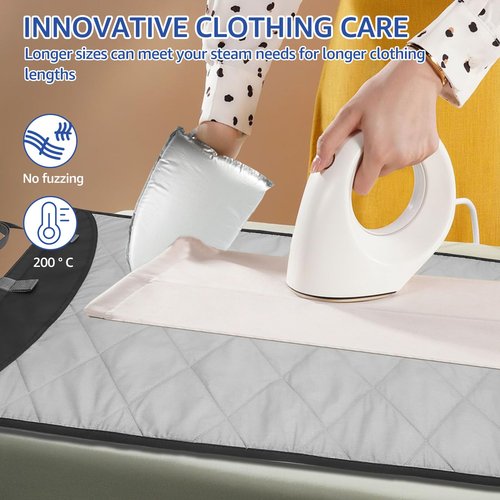 Kandishiex Over-The-Door Steamer Pad with Heat-Resistant Glove, Portable Vertical Ironing & Pressing Board, Ideal for Home & Travel Use, 45.27x18.89in, Convenient & Space-Saving Clothes Steamer