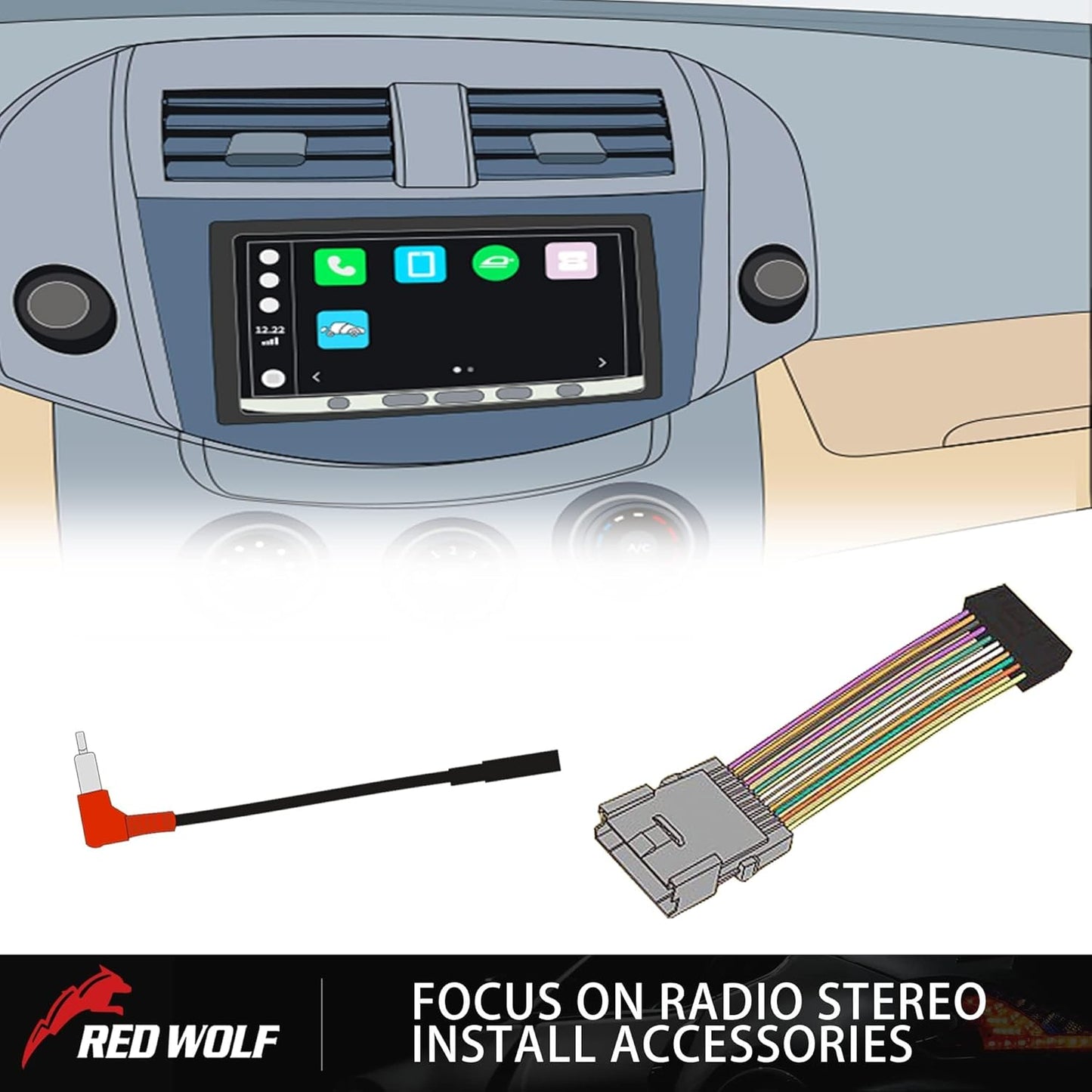 2004-2009, 2006-2008, 2008-2011 RED WOLF Car Radio Wiring Harness W/Anetnna Adapter RCA Input for Ford Mustang Hyundai