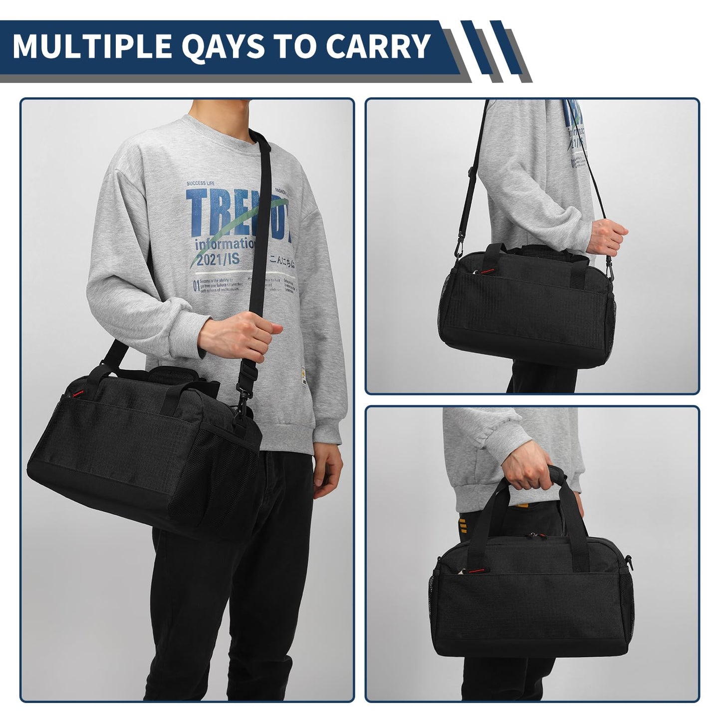 THSOGO Small Gym Bag with Wet Pocket - 14 inch Mini Duffle Bag for Men & Women Lightweight Carry On Bag for Travel Sport - Black