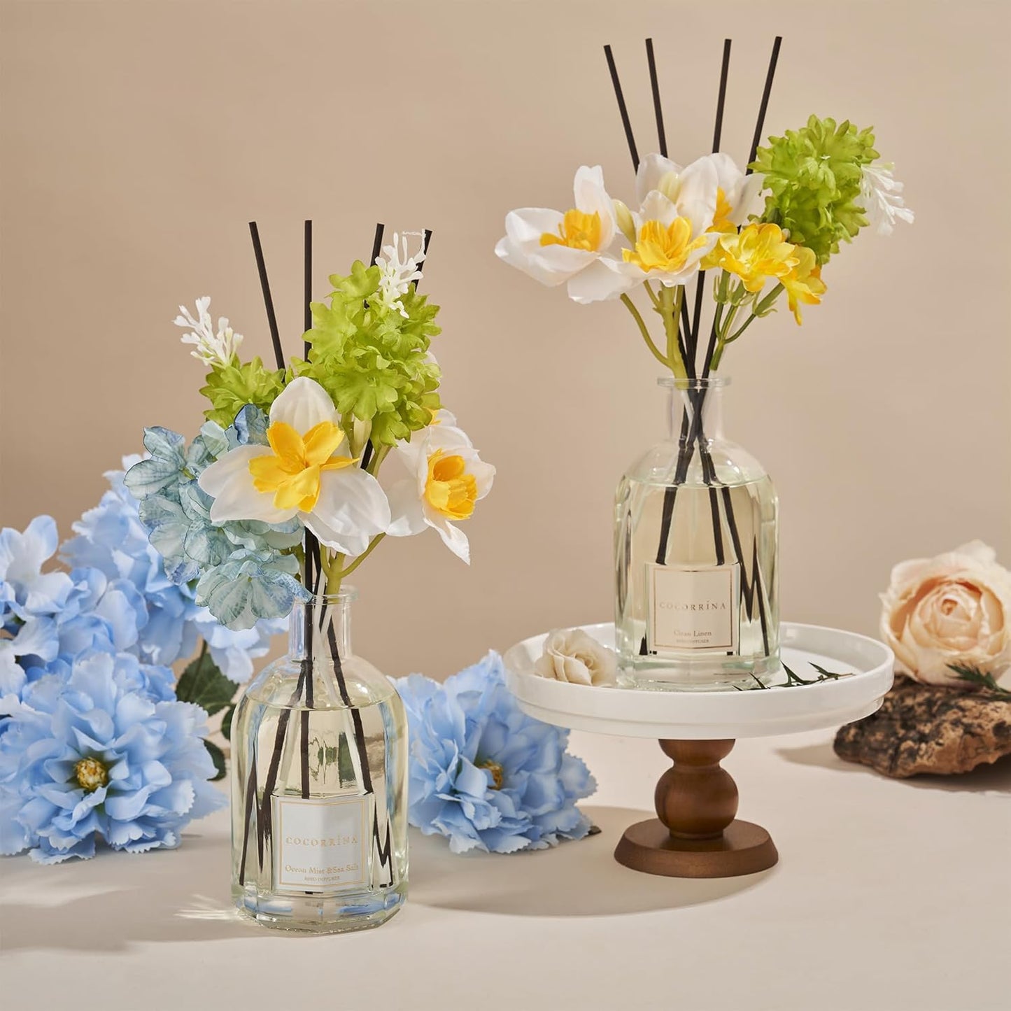 COCORRÍNA Reed Diffuser - Ocean Mist & Sea Salt | 8.5 Fl. Oz. Botanical Flower Home Decor