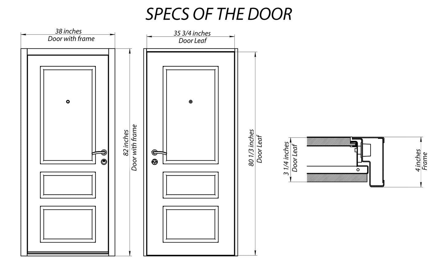 VDOMDOORS Modern Steel Front Exterior Door 36 x 80 inch | Prehung Insulated Security Entry Door with Frosted Glass Insert, Painted Gray Graphite, Right-Hand Inswing