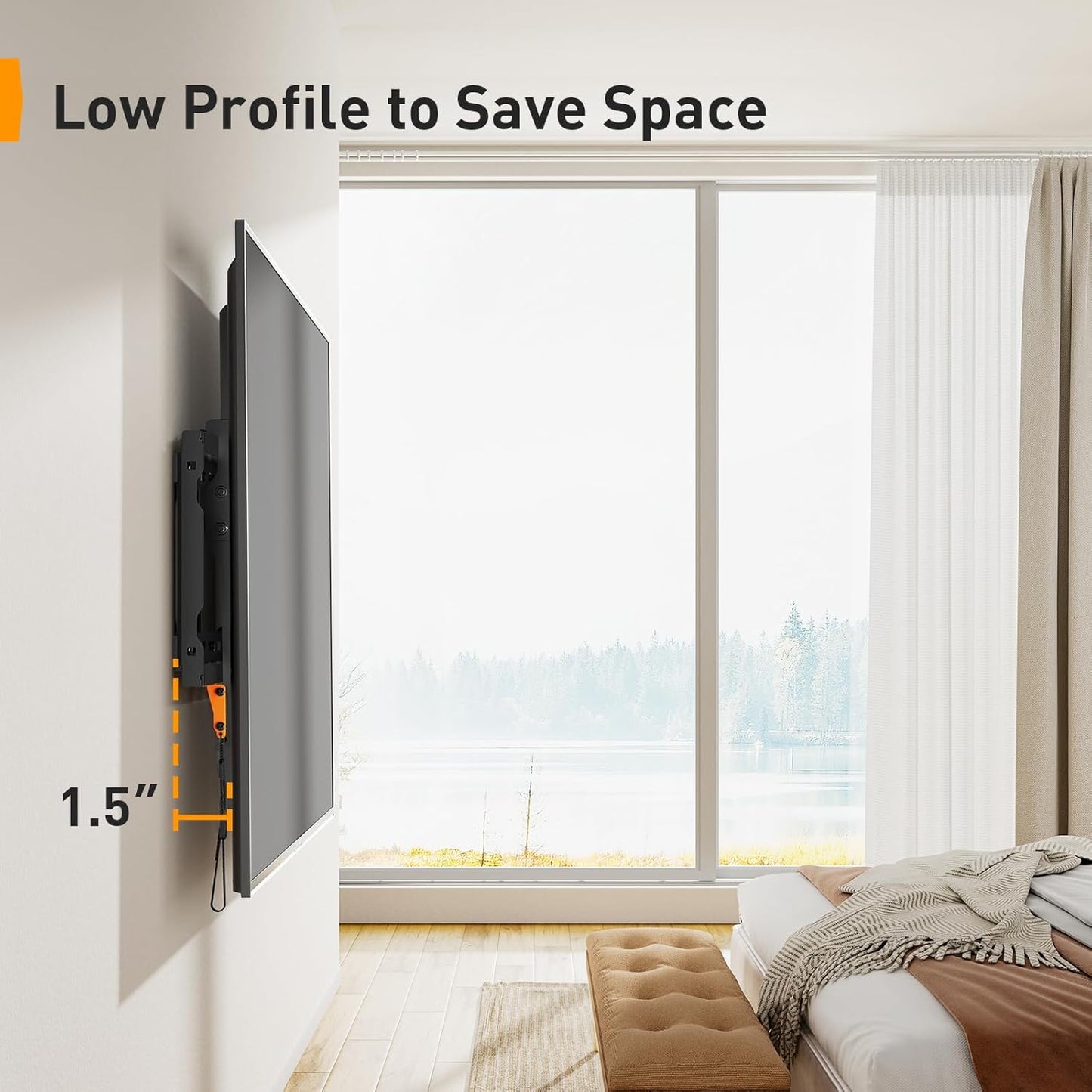 Perlegear Tilting TV Wall Mount - Fits 37-82 Inch TVs Up to 132 lbs | Low Profile Design, Max VESA 600x400mm