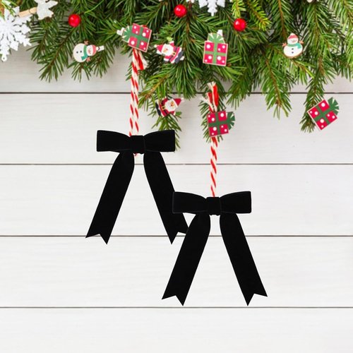 Meseey 12 Pcs Black Velvet Bows - Pre-Tied 3.5 Inch Vintage Ribbon for Gift Wrapping & Parties