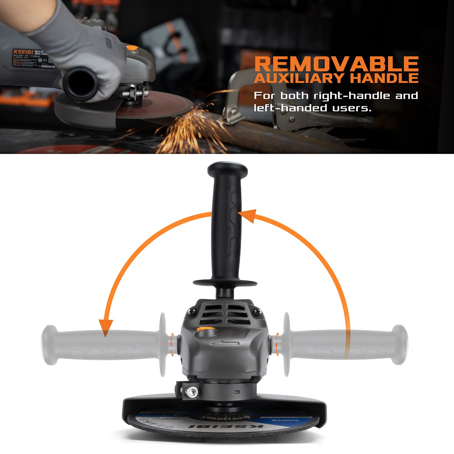 KSEIBI 711955 Concrete Grinder 7 inch, Concrete Grinding Wheel 15Amps Powerfull Motor for Industrial Grinding and Cutting Projects