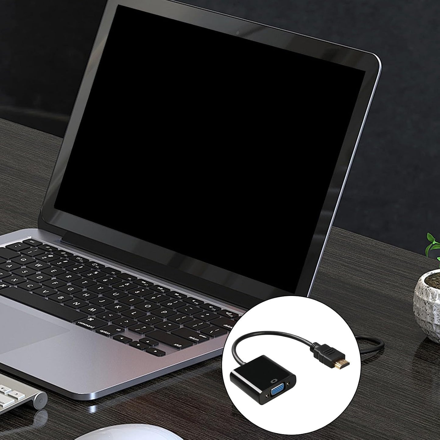 VLSQHNCF 1080P Seamlessly HDMI to VGA Adapter, HDMI Male to VGA Female Unidirectional Converter, Supports Sound