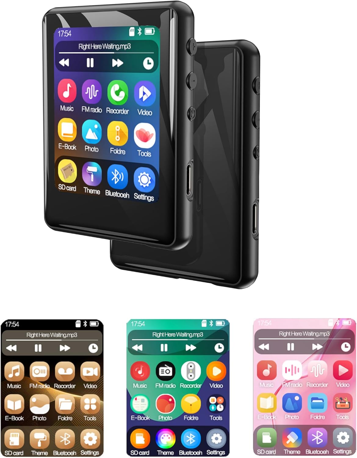 tokemisc 64GB MP3 5.3, Mp3 Mp4 256GB Player with Bluetooth Full Touch Screen Music Player Built-in Speaker,FM