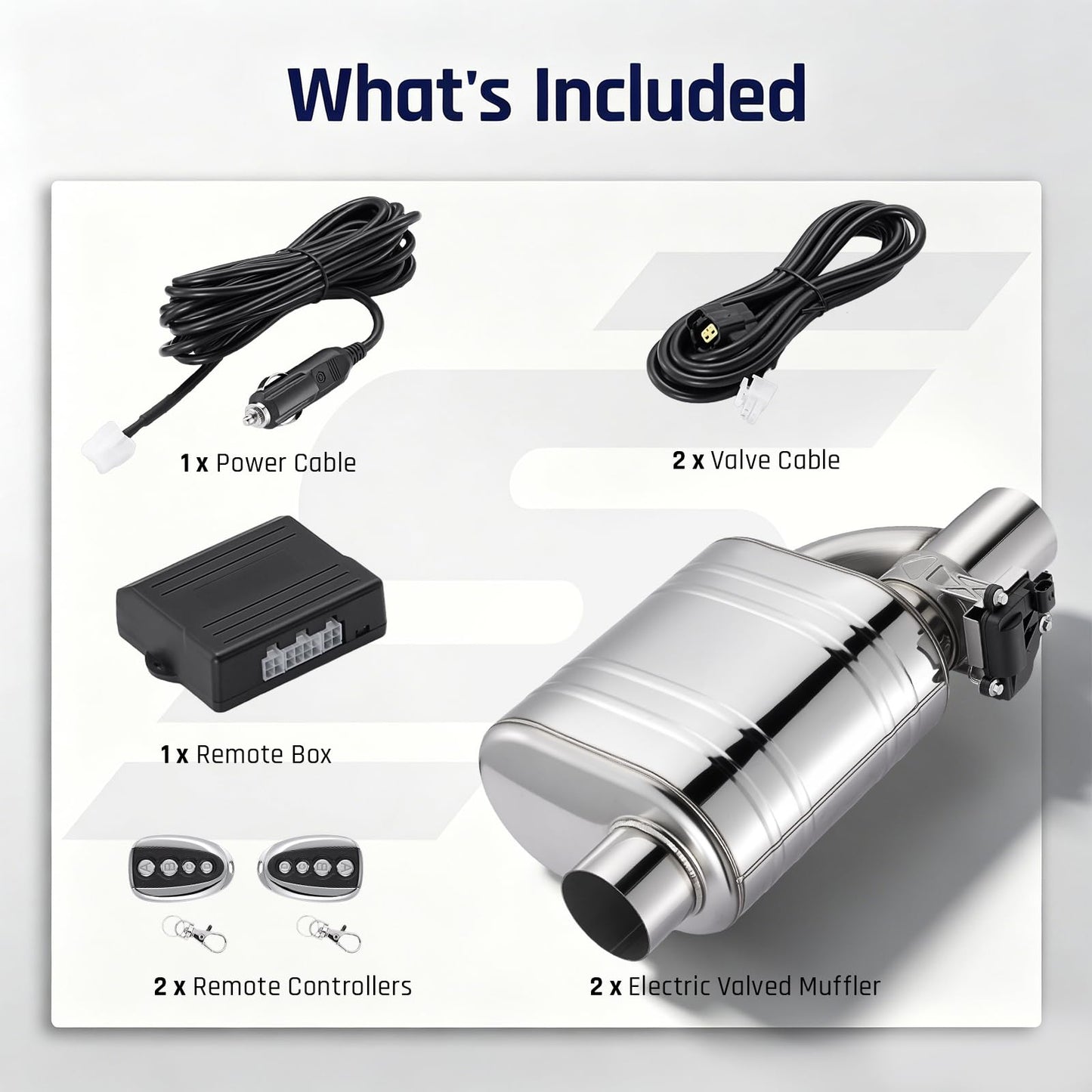 SPELAB Exhaust Cutout 2.5 Inch Valved Muffler Vacuum Exhaust Valve Kit with Muffler Front Exhaust System Kit
