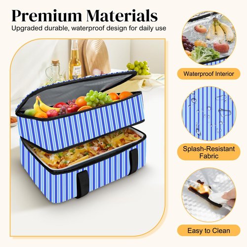 Coobiiya Insulated Casserole Carrier - Thermal Lunch Bag Keeps Food Hot or Cold | Fits 9" x 13" Dish