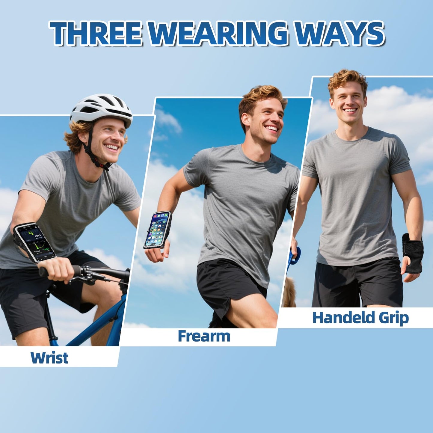 Wristbands Phone Holder for Running, Forearm Running Armbands for iPhone 16/15 Pro/14 Plus/13/11/XR/XS, Galaxy S24/S10, Supports Thick Phone Cases, Fits Up to 6.9'' Phones