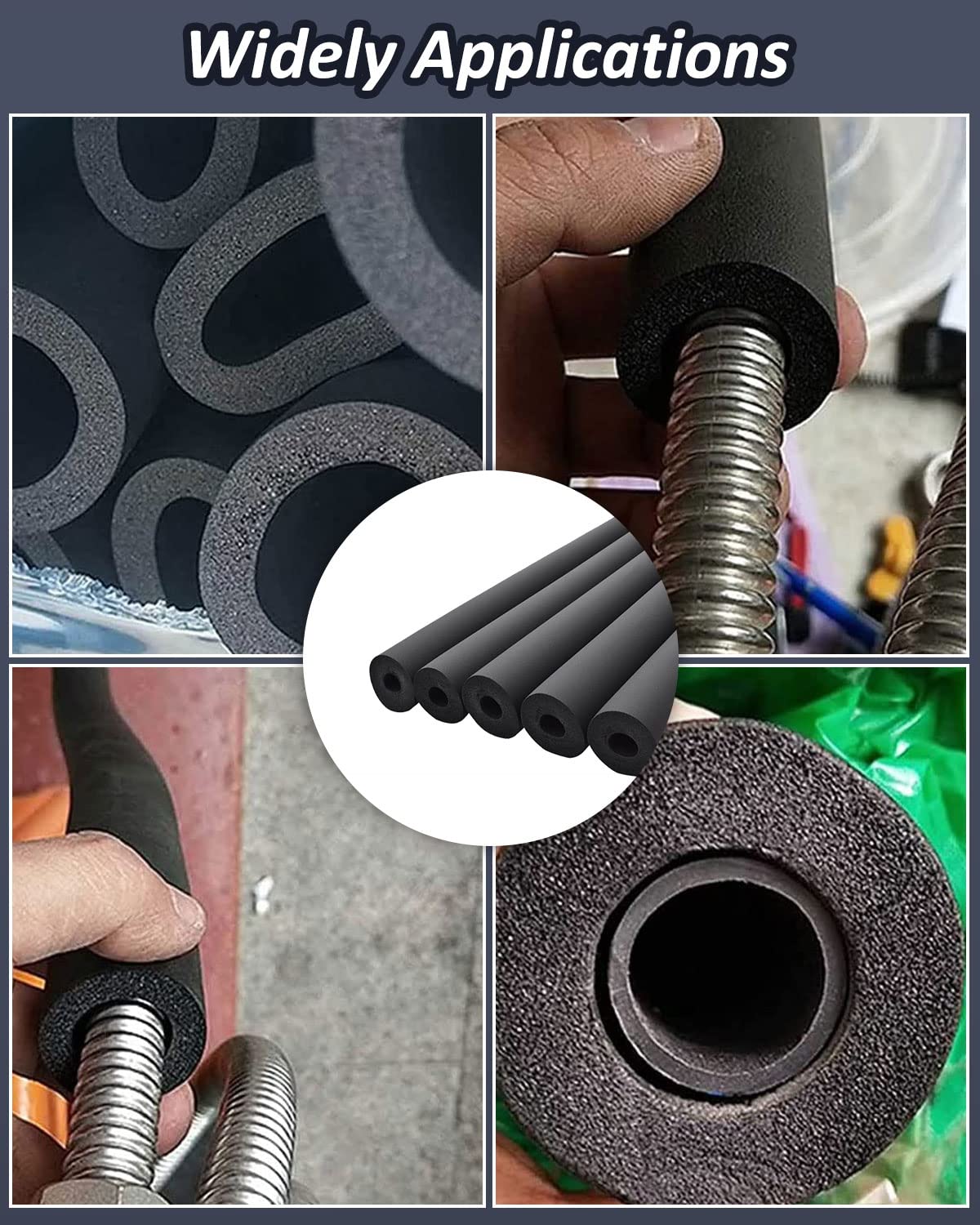 Pipe Insulation Foam Tube - 1/4" Foam Tubing for AC Unit, Guitar Stands, Exercise Machine Handle and Roof Rack, etc, 1/4"(6mm) ID 15/16"(24mm) OD - 6Ft