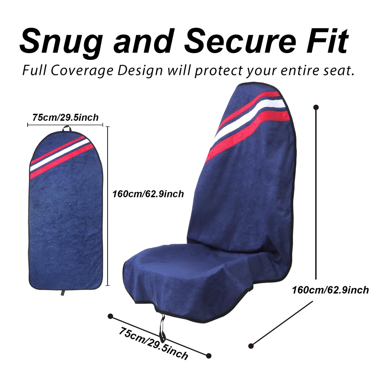 LoyaGour Waterproof Car Towel Seat Covers Front Seats for After Gym Workout,Auto Universal Interior Sweat Towels Cloth Bucket Carseat Cover Protector for Trucks SUV RV Boat Van (Navy Blue)