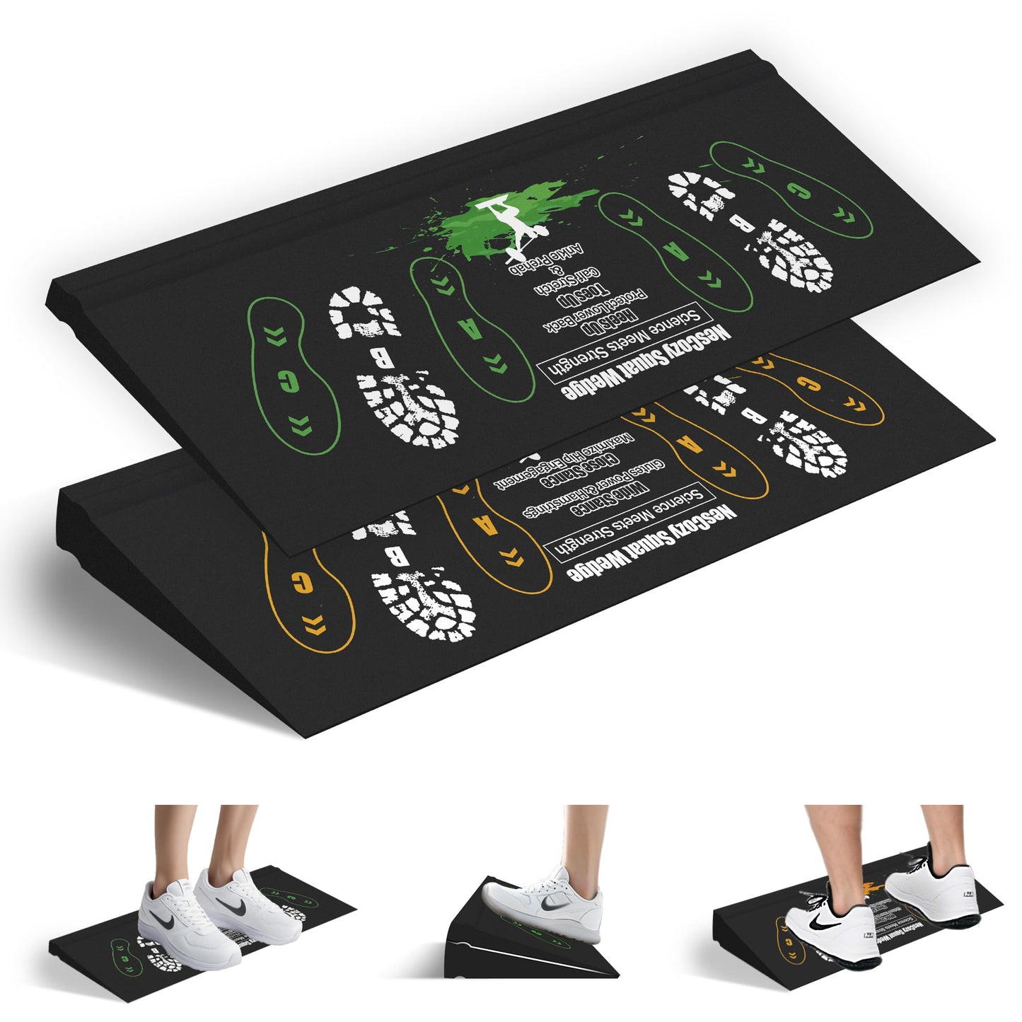 Squat Wedge Height-Adjustable Slant Board: 2Pcs Wide Wedges for Weightlifting Leg Glute Workout Improve Strength and Mobility for Gym Home