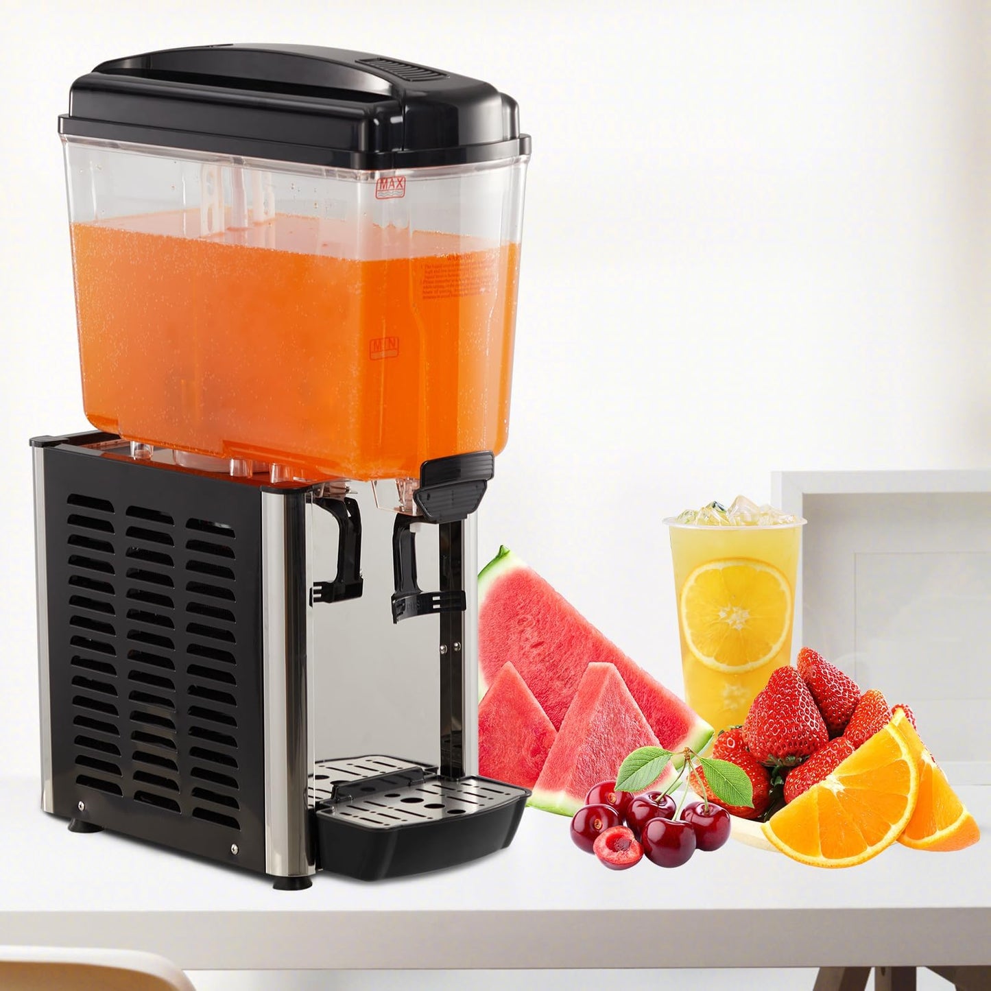 4.8 Gal Commercial Beverage Dispenser with Thermostat Controller, Food Grade Stainless Steel Drink Dispenser for Parties, Restaurants & Hotels, Ideal Juice Dispenser for Cold Beverages