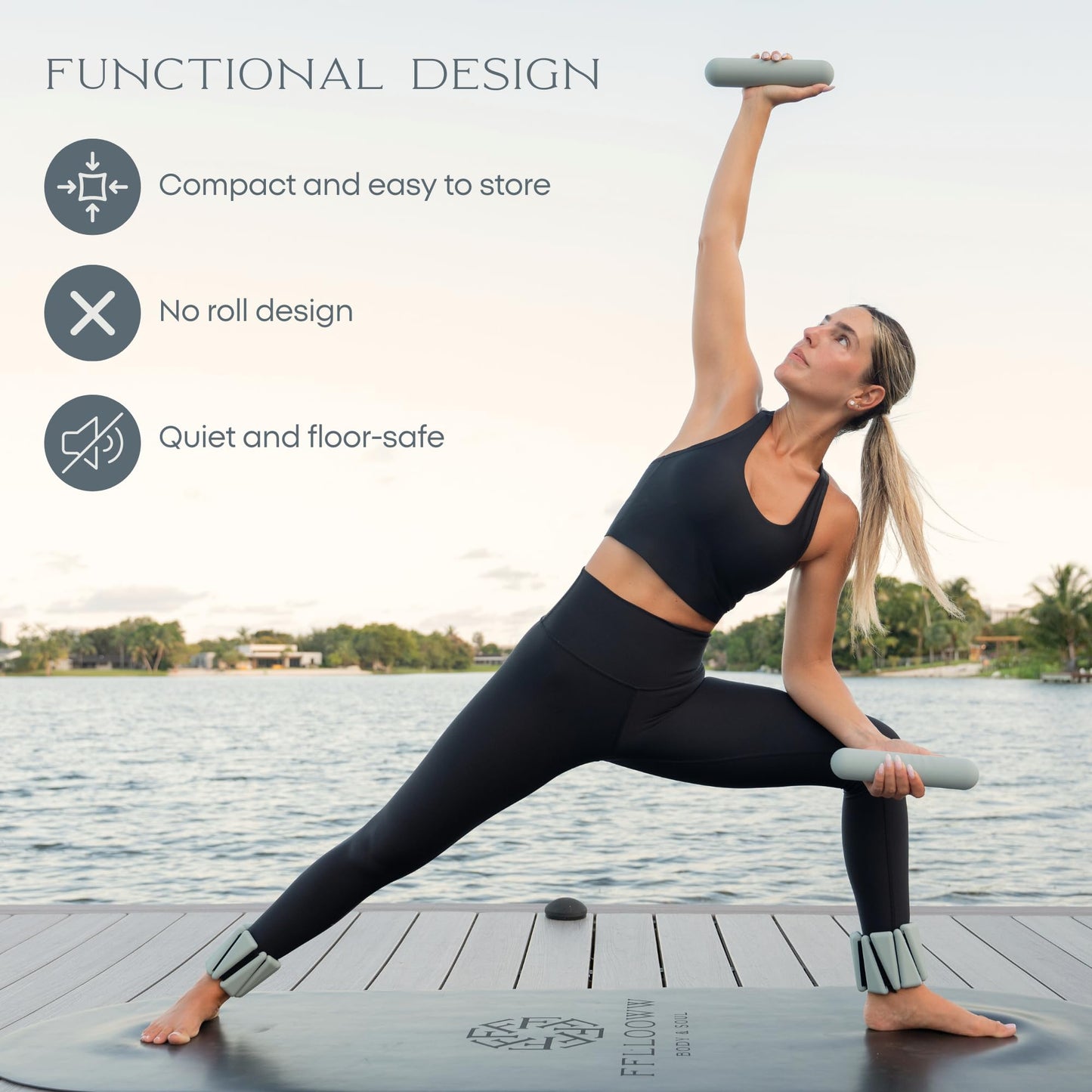 FFLLOOWW 4.4 lb Dumbbells for Training, Exercise & Home Workouts – Yoga, Pilates, Sculpting, Toning & Strength (Set of 2)
