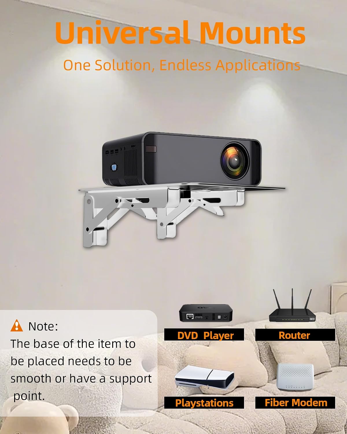 MAWADA PS4, 8.5x7.87 inches, Mini Projectors Shelf for Wall, Foldable Mount with Aluminum Alloy Shelf for Projector