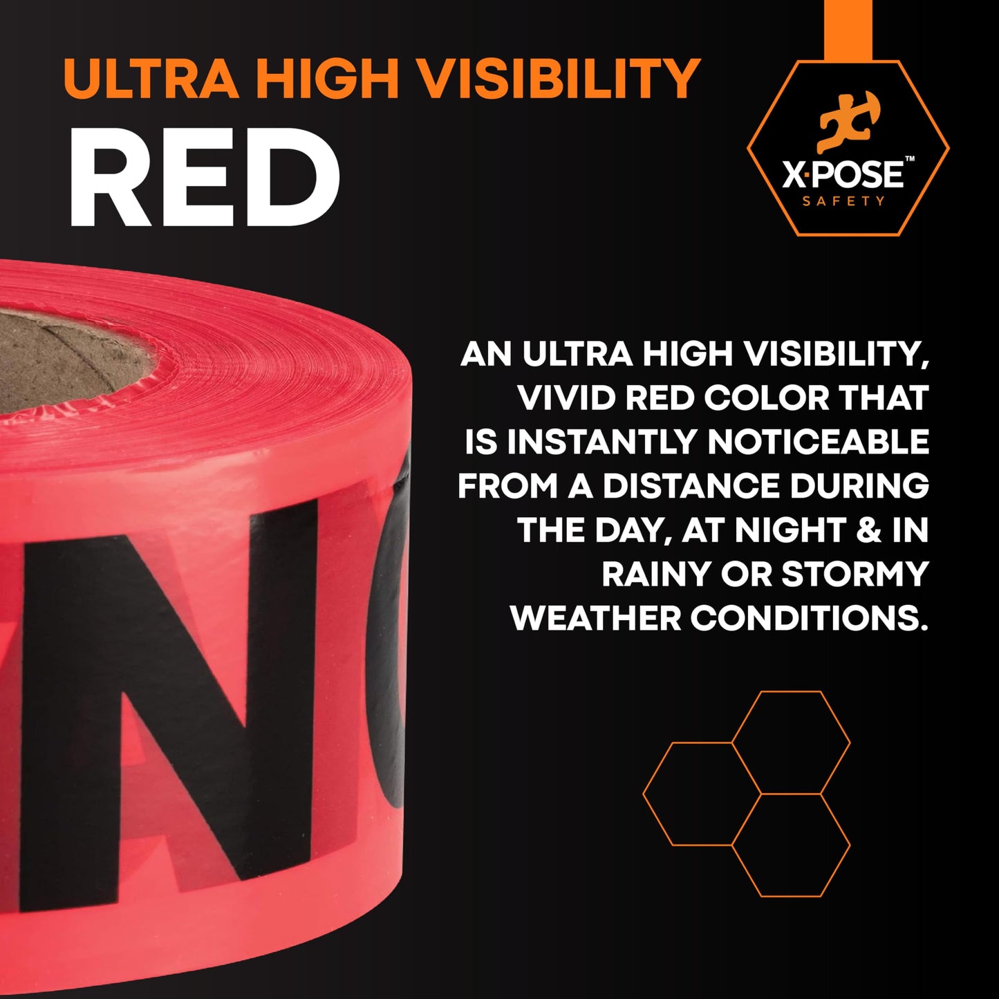 Xpose Safety 3 Mil Red Crime Scene Do Not Cross Tape – (32 Rolls) – 3" x 1000' High-Visibility Barricade Tape for Construction Sites, Hazards, Crime Scenes