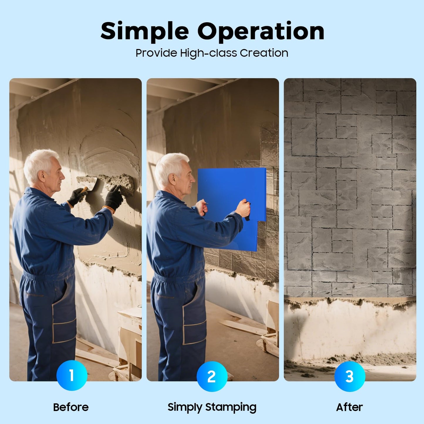 4 PCS Concrete Stamps, 24x24in Concrete Texturing Skin Mats Set with Practical Handles for Courtyard Paths, Driveways, Swimming Pool Platforms