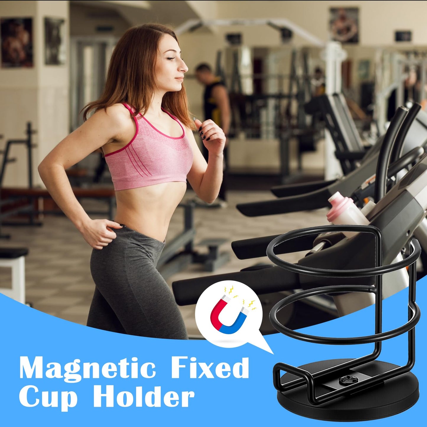 2 Pack Magnetic Cup Holder, Heavy Duty Metal Drink Holder, 3.46 inch/8.8 cm Strong Magnetic Base, Magnet Cup Caddy for Refrigerator Treadmill Truck Boat Bus Car