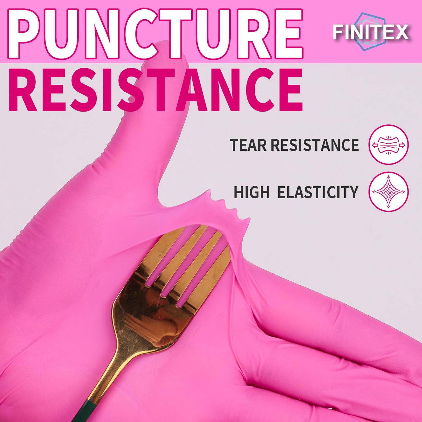 FINITEX Nitrile Disposable Latex-Free Gloves - 3.5mil 100PCS/Box 9inch Long Powder-Free Guantes de Nitrilo Cleaning Medical Exam Food Cooking Glove (100, Medium)