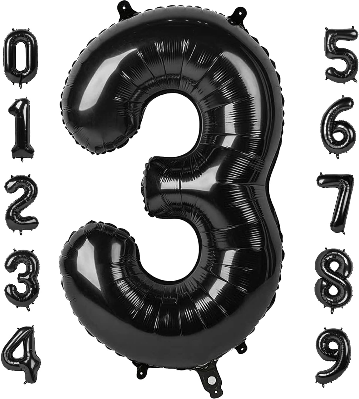 Numbers Balloon - 40 Inch Large Black Balloon for Three Year Old Birthday Decor | Party Decorations