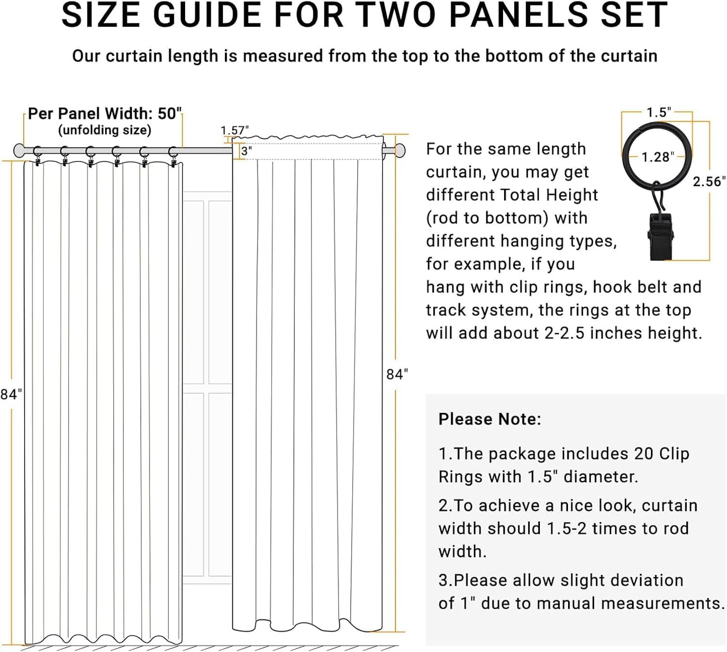 Skiennix 100% Blackout Curtains - Thermal Insulated Faux Linen | 84" Length, 2 Panels, Butter Cream