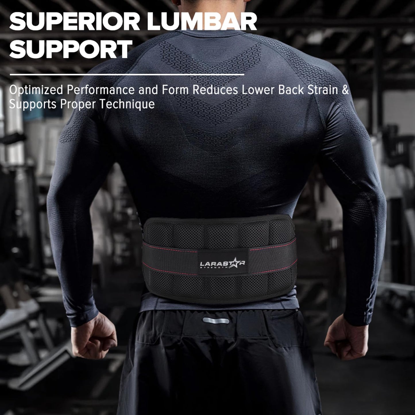 Belt for Belt Squat Dip Belt Weighted Pull Up, Heavy Duty with Structured Back Support and Squat Machine Compatible (Black&Red)