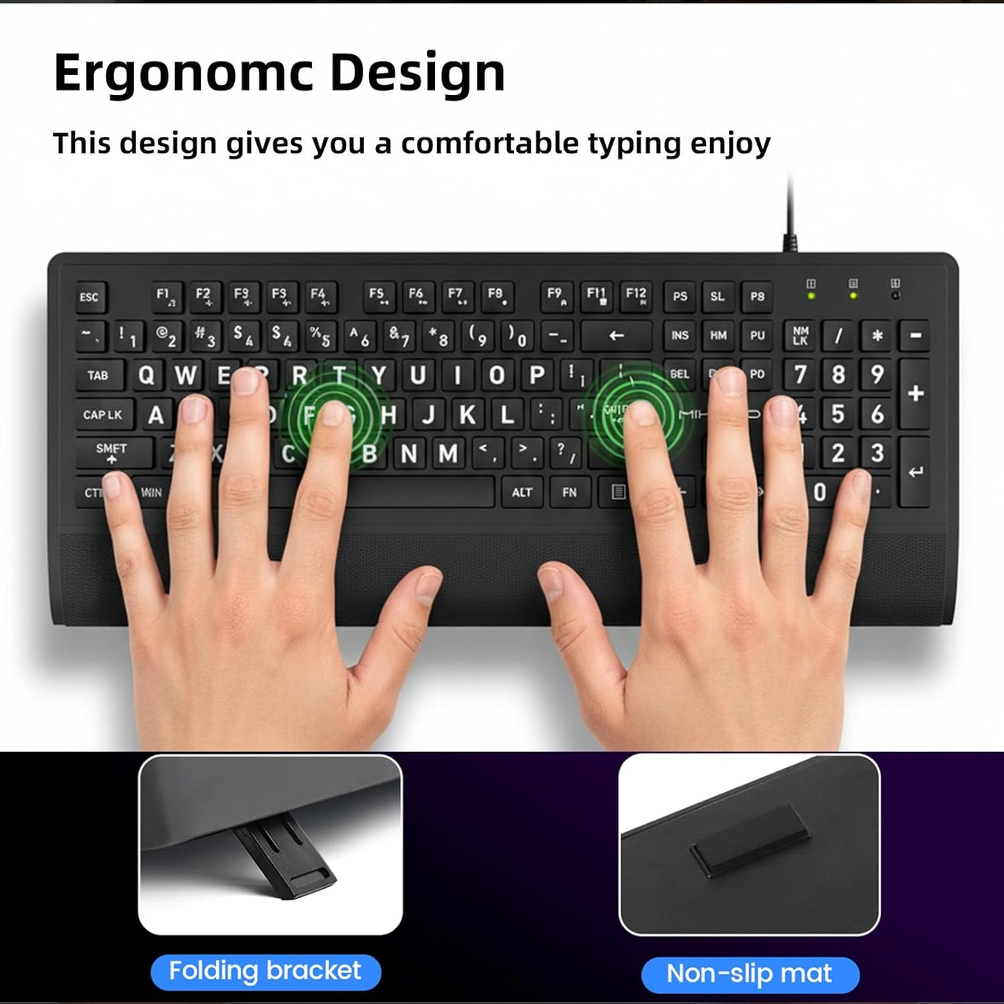 MIKUSO Large Print Computer Keyboard,High Contrast Big Letter Keyboard for Seniors Visually Impaired Low Vision,Laser