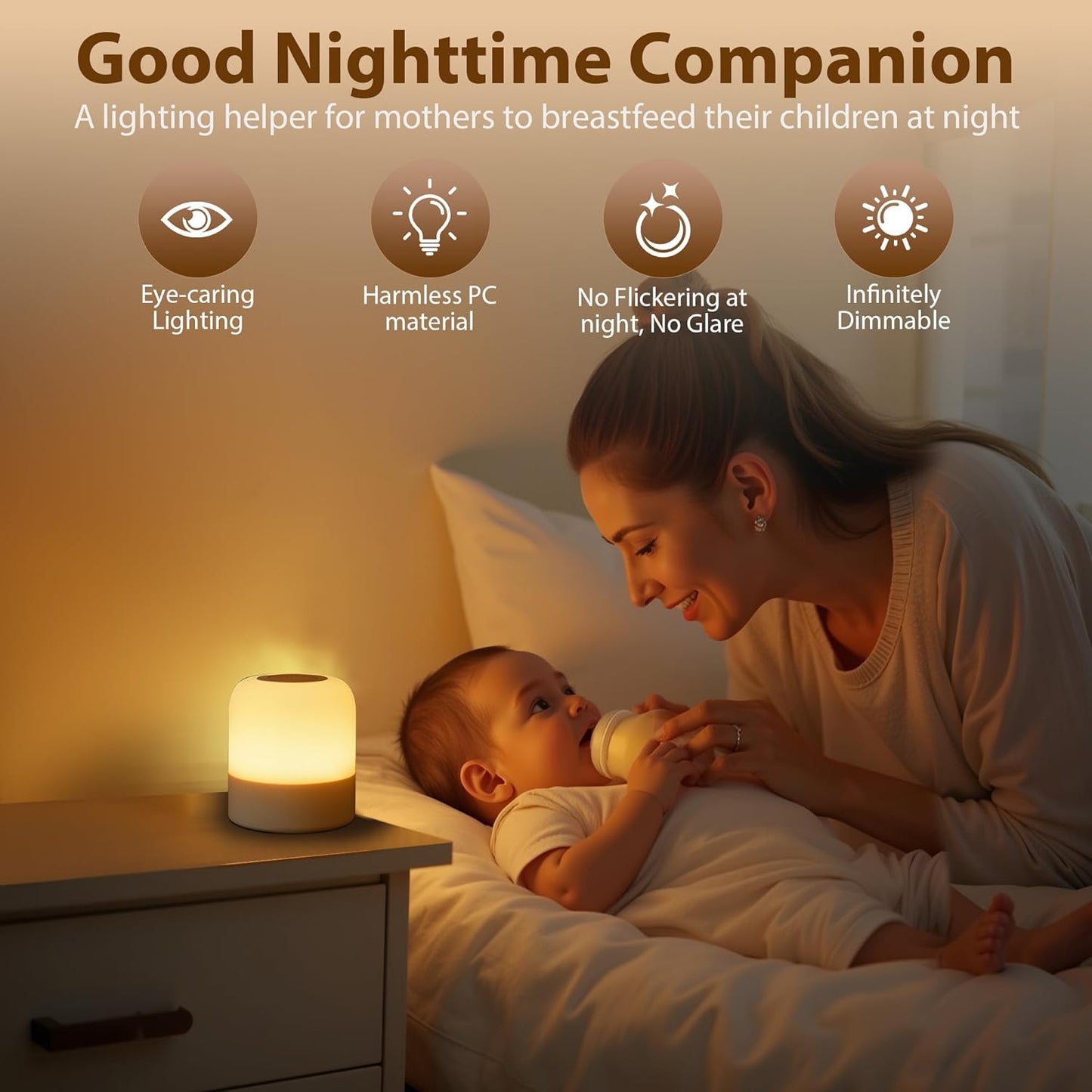 Skiennix Portable Baby Night Light - Rechargeable LED Egg Lamp with 3 Colors for Nursery | Dimmable Touch Control