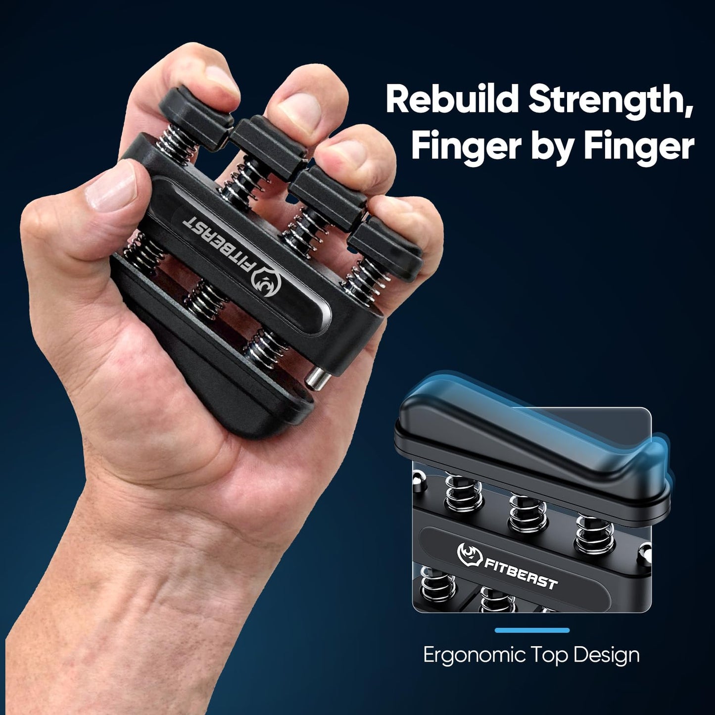 FitBeast Grip Strength Trainer Kit, Digital Grip Strength Tester with Adjustable Hand Gripper Strengthener & Finger Exerciser, Track Progress for Fitness, Rehab & Strength Building (Advanced 3-in-1 Kit)