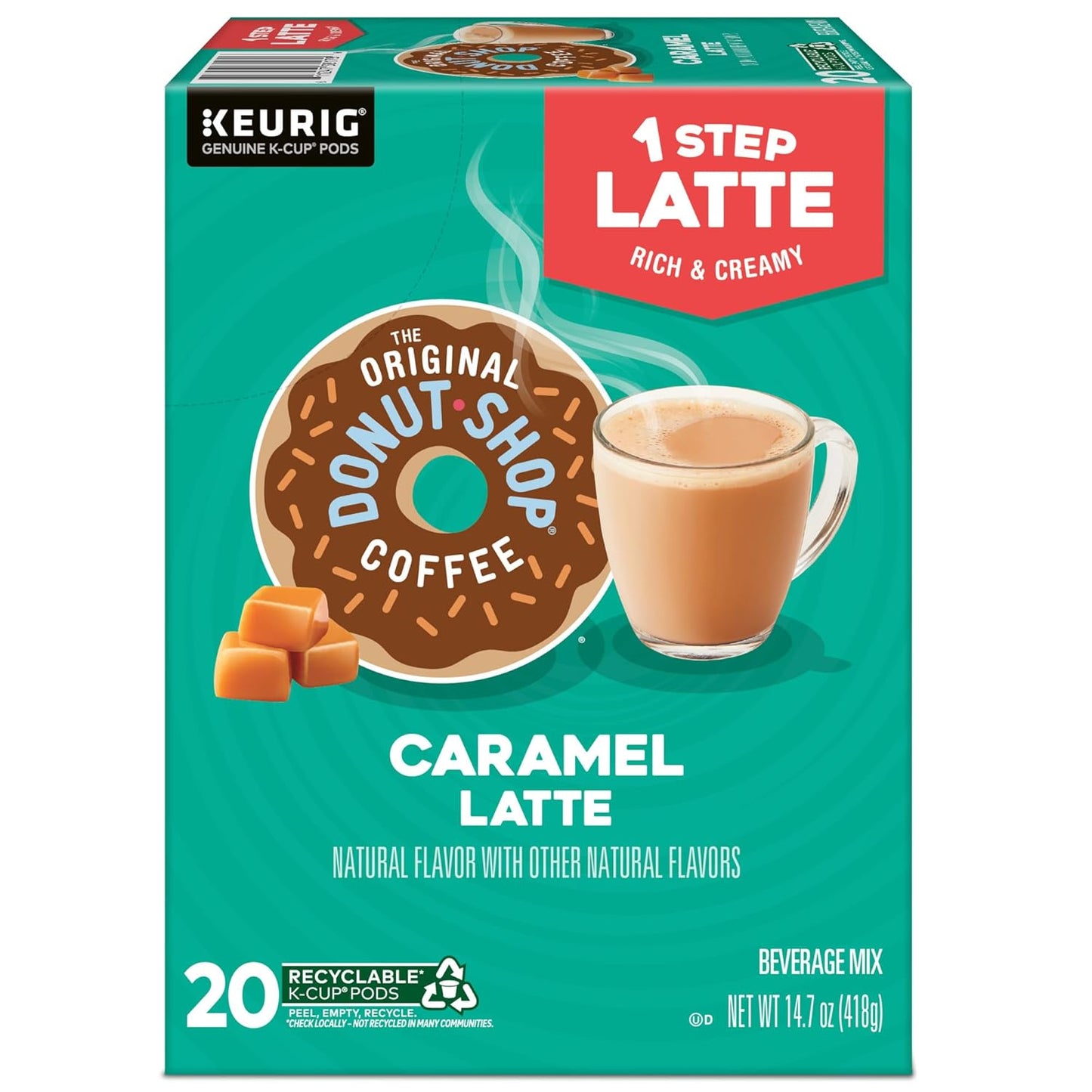 Original Donut Shop Caramel Latte K-Cup Pods - One-Step Convenience | 20 Count