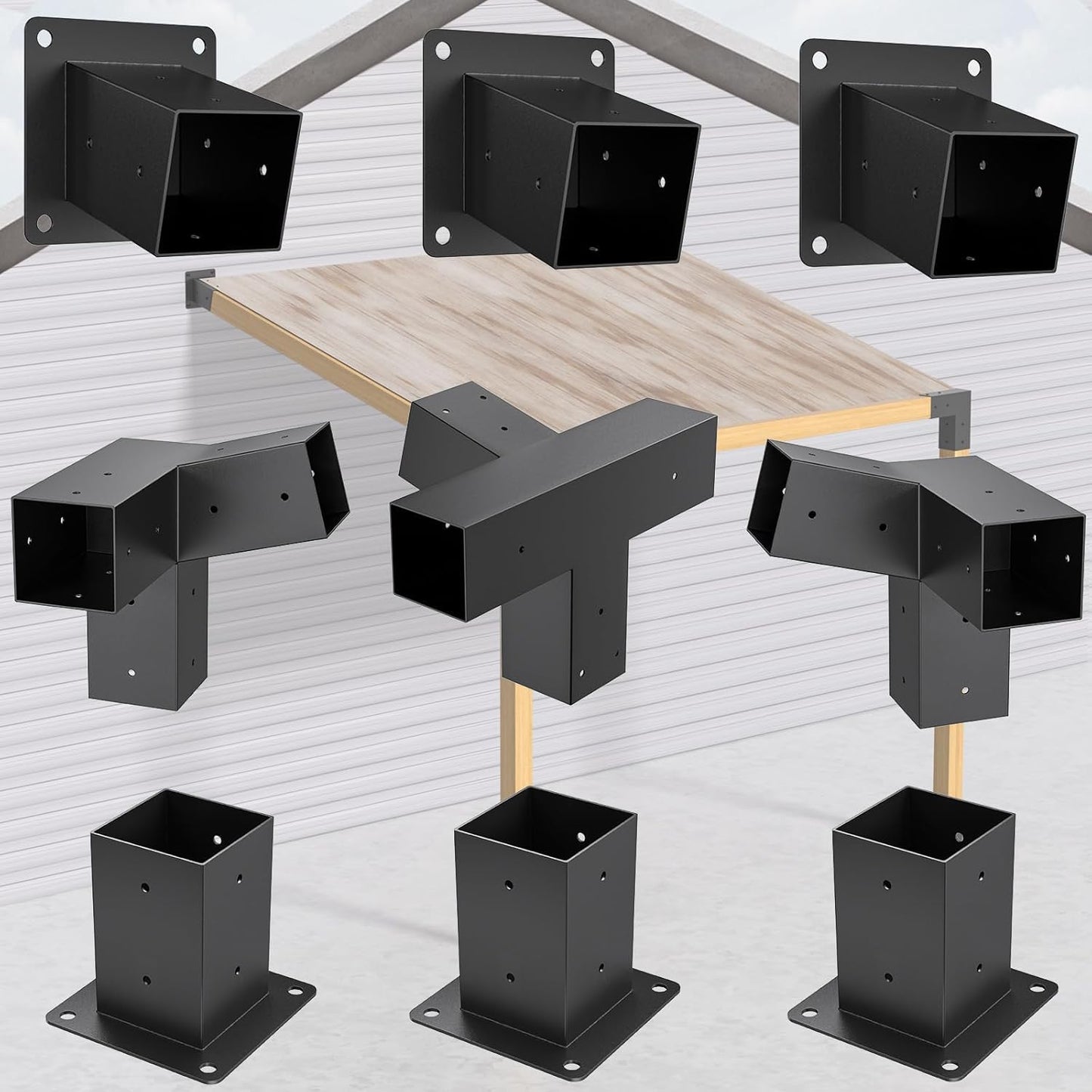 Heavy Duty 15°Slanted Roof Wall Mount 4x4 Pergola Bracket Kit,TROPTOLKY Angled 4x4 Wood Post Bracket,DIY Pergola Gazebo Kit