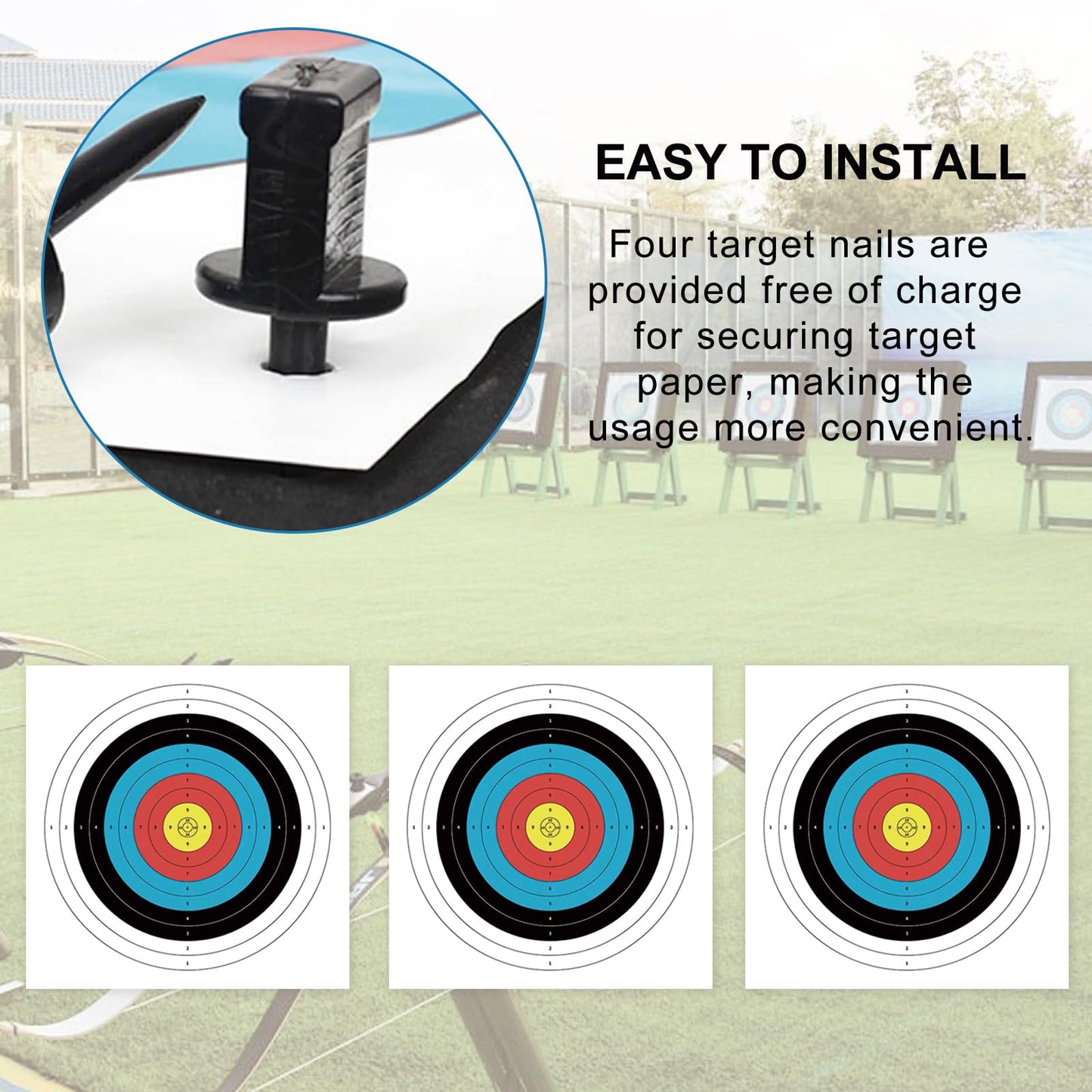 KURUGEILI 20pcs Targets Paper Standard Archery 31.5inch/80cm 10 Ring Bow with 4pcs Arrow Targets Face Pins for Archery & Hunting Practice Shooting