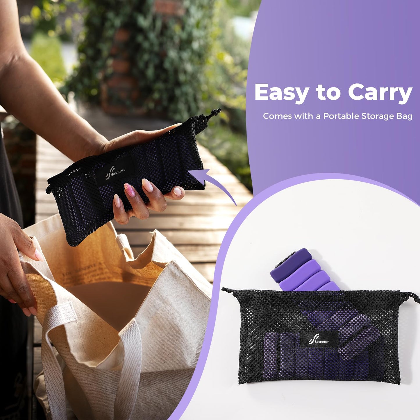 Sportneer Wrist & Ankle Weights for Women & Men Set of 2 (1LB/2LB Each) - Soft Silicone Arm & Leg Weights for Pilates, Yoga, Walking, Barre, Home Workout, Water Aerobics(Halo Violet, 1 LB x 2)