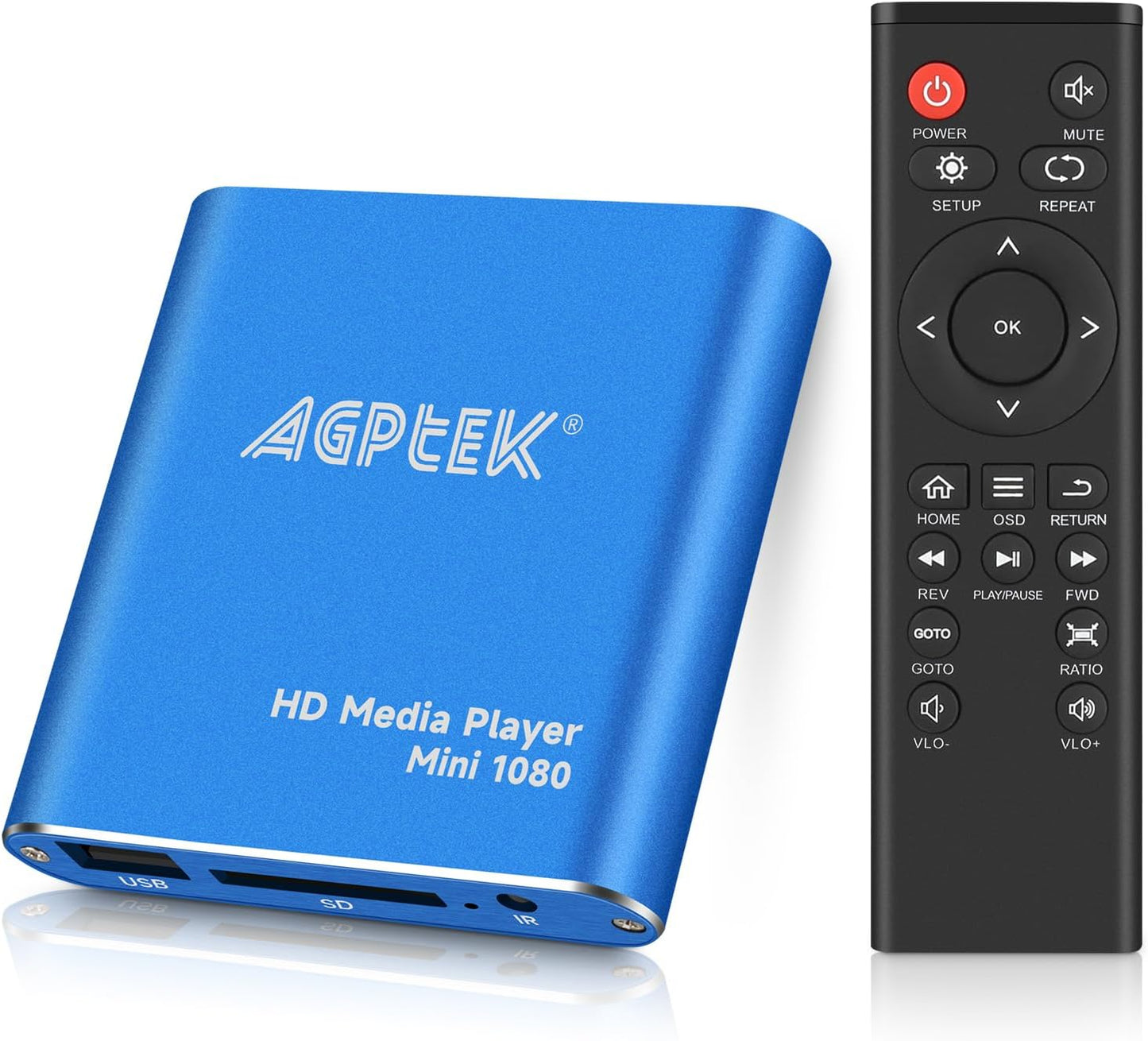 MYPIN 1080p MP4 MP4 HDMI Media Player, Blue Mini Full-HD Ultra HDMI Player for -MKV/RM/ / AVI etc- HDD USB Flash