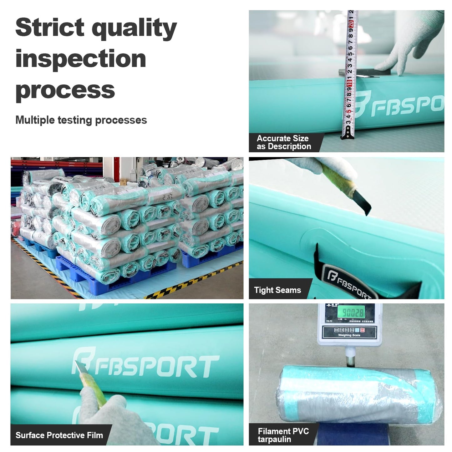 FBSPORT 10ft Inflatable Air Gymnastics Mat Training Mats 4 inches Thickness Gymnastics Tracks for Home Use/Training/Cheerleading/Yoga/Water with Pump