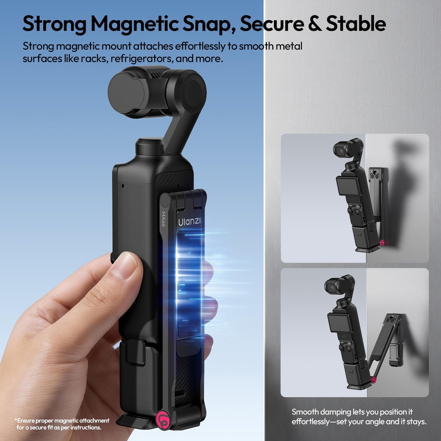 ULANZI MA66 Camera Tripod Compatible with DJI OSMO Pocket 3/Pocket 4,Quick Release Camera Stand with 1/4 Mount,Uka & Arca-Swiss Magnetic Foldable Selfie Stick,Mantis Hook Stand for Desktop Video Live
