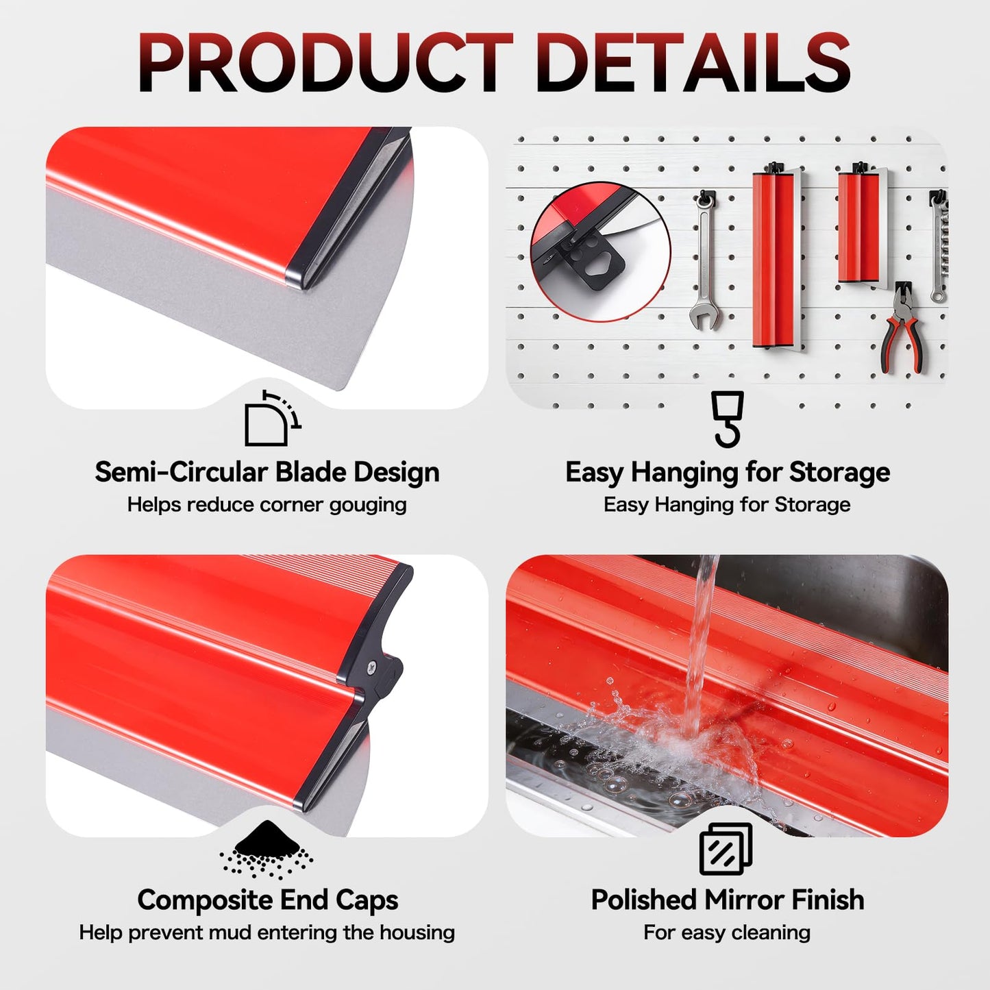 Pektiftn Drywall Skimming Blade Set with Portable Case, 10"+16"+24"+32" Skimming Blades, 28"-61" Extension Handle, 2 Drywall Compound Rollers and 3 Drywall Tools for Drywall, Plaster, Wallboard