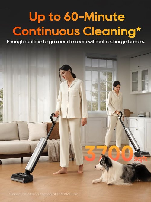 DREAME Aero Pro Wet Dry Vacuum Mop - Ultra-Slim Design with Self-Cleaning & Self-Drying | 60 Min Runtime for Pet Owners